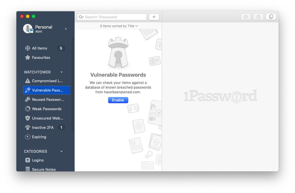 1Password watchtower