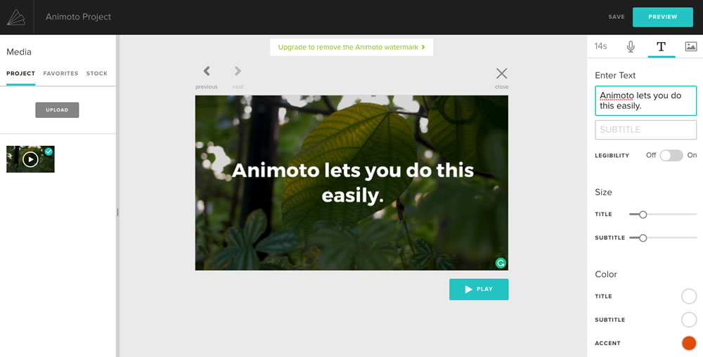 animoto web interface