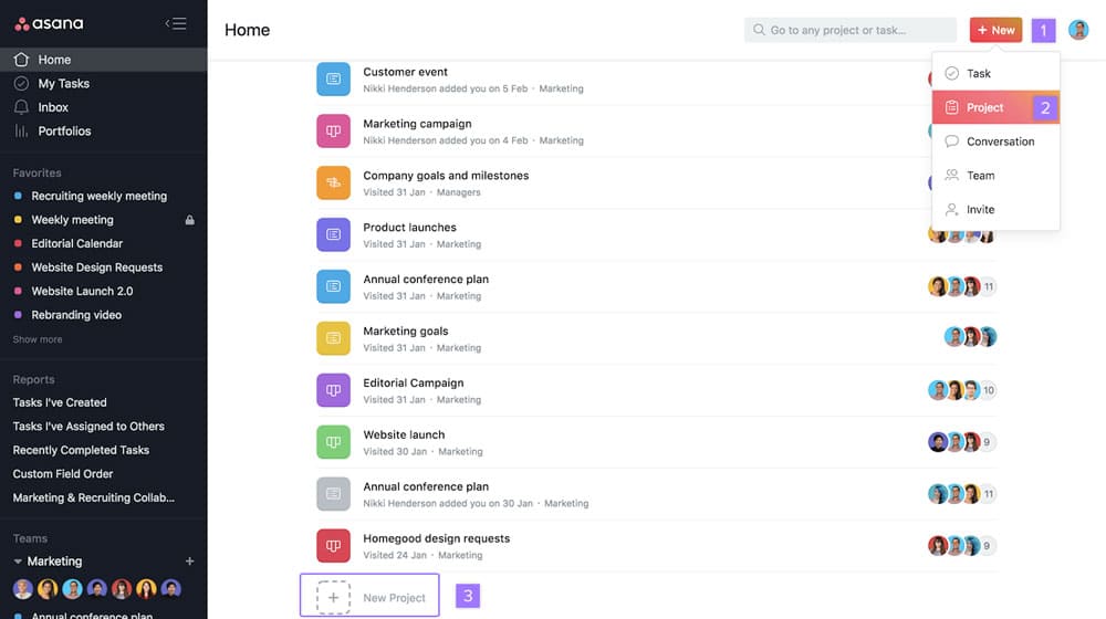 Asana templates