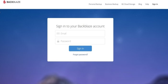 backblaze signup