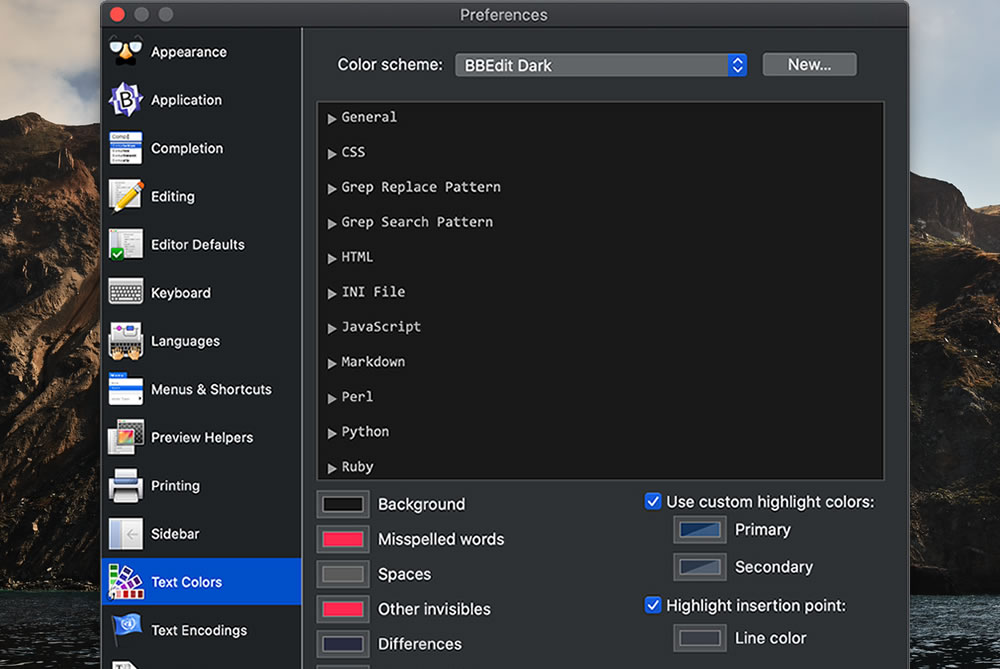 bbedit dark mode