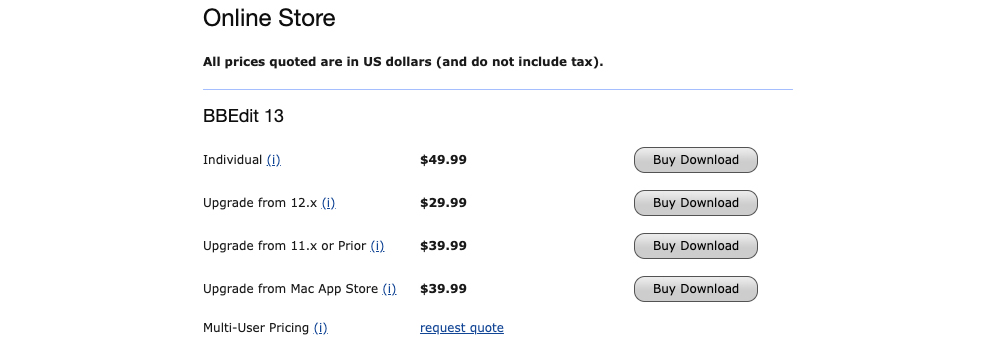 bbedit pricing