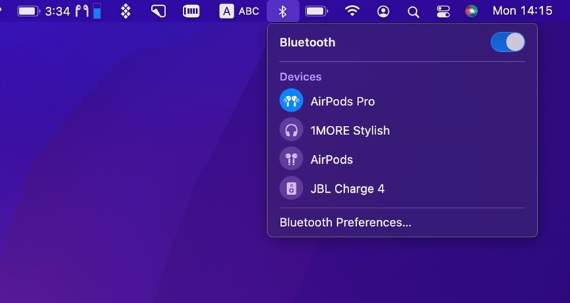 bluetooth on