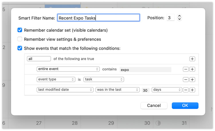 busycal filter