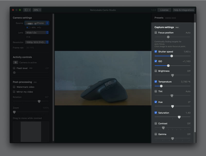 capture settings