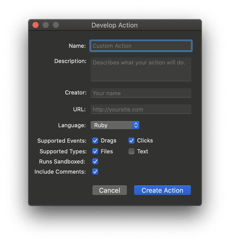 custom actions