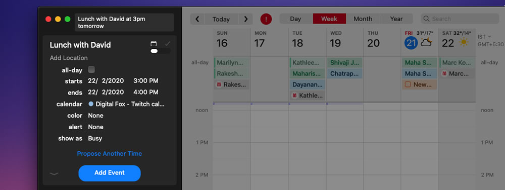 event scheduling