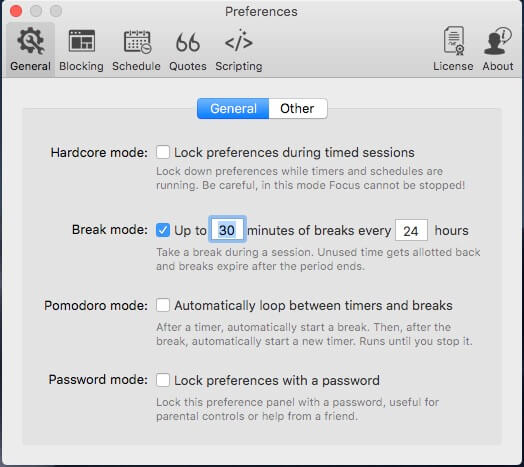 Focus Preferences