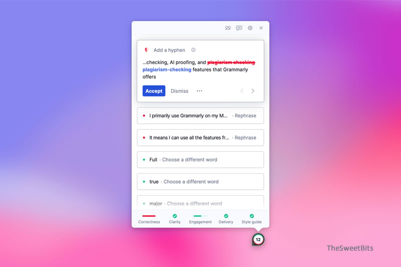 grammarly suggestions