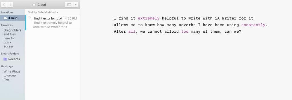 iAWriter highlight