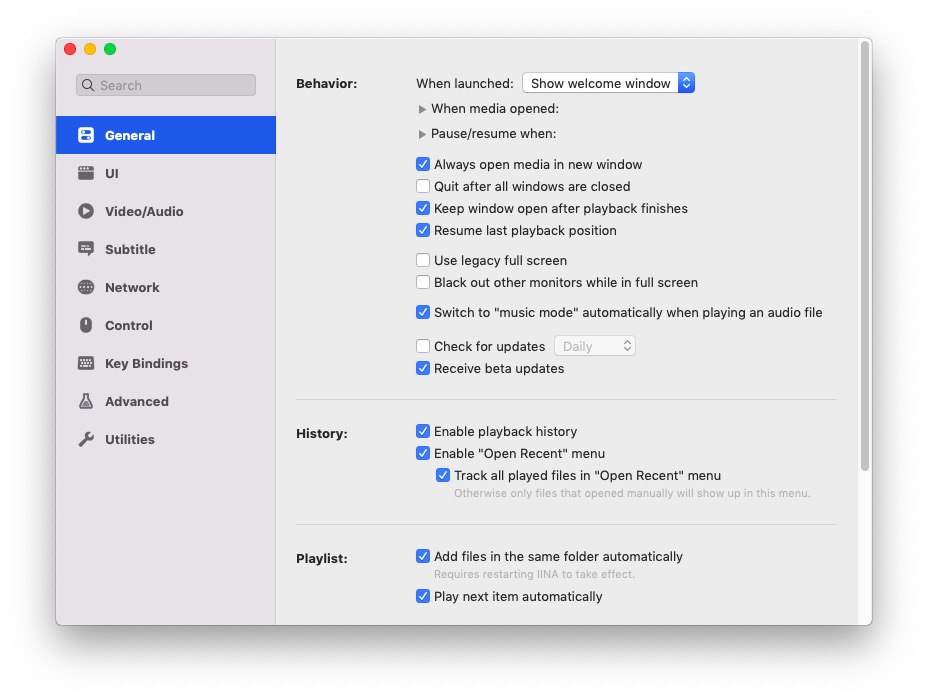 IINA Preferences