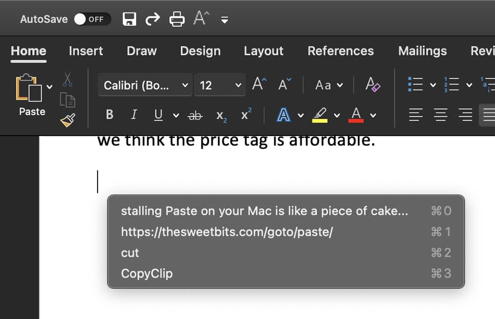Maccy on word