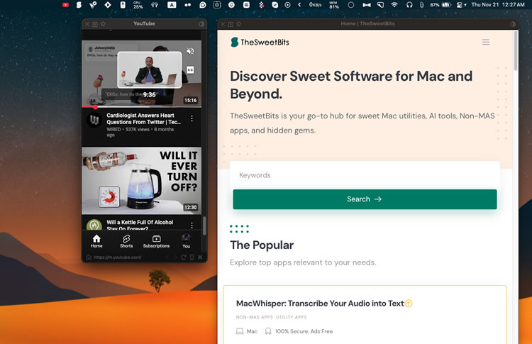menubar browser