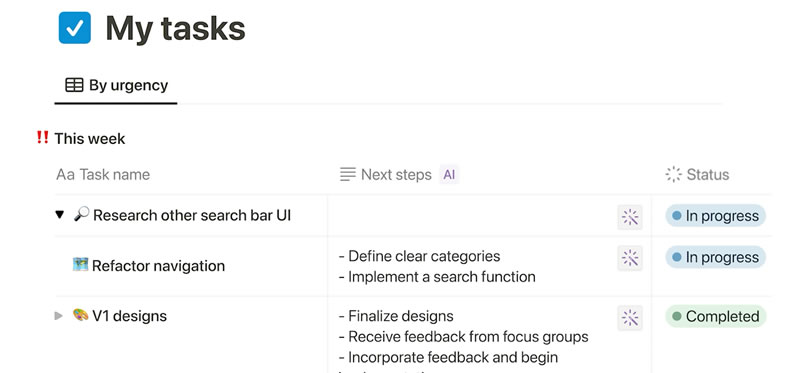 notion tasks