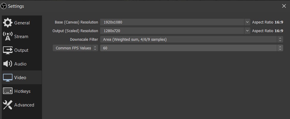 OBS settings
