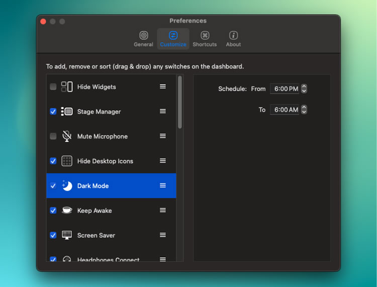 oneswitch preferences