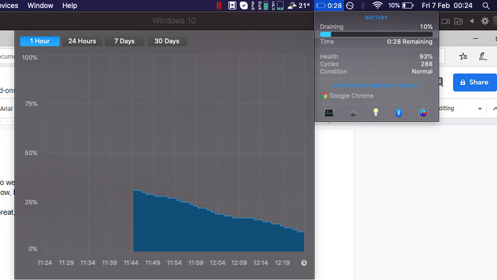 parallels desktop battery usage