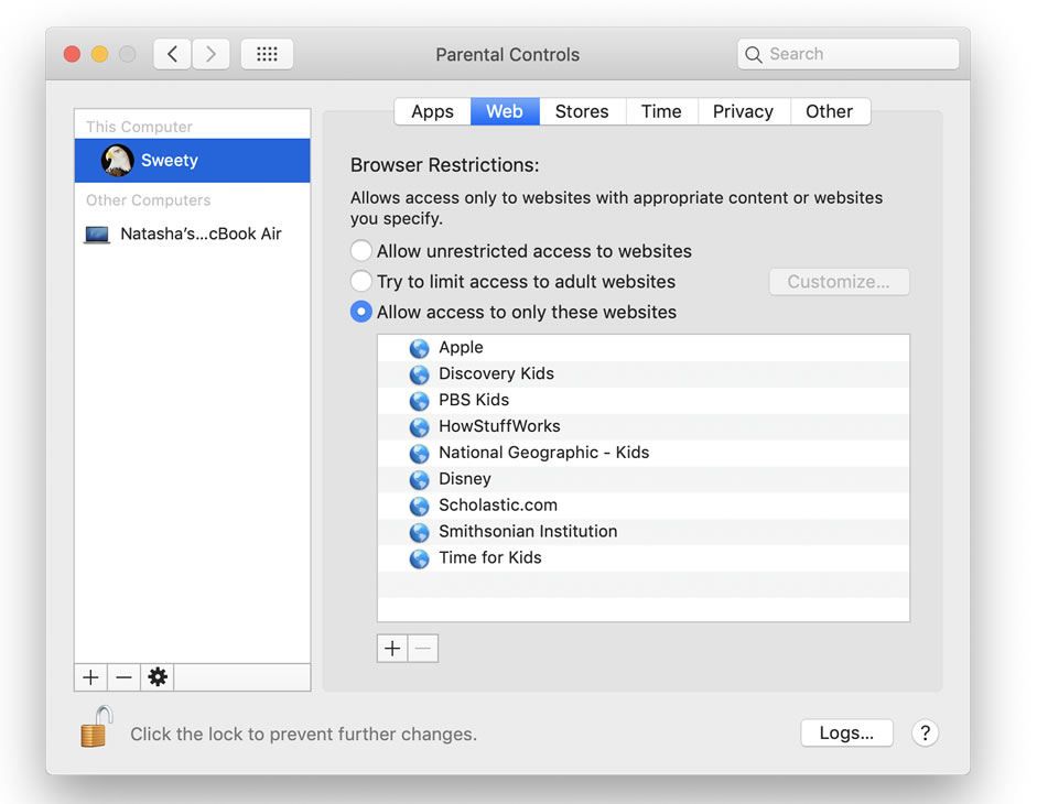 parental controls websites block