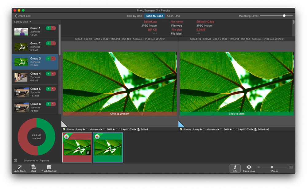 PhotoSweeper Compare