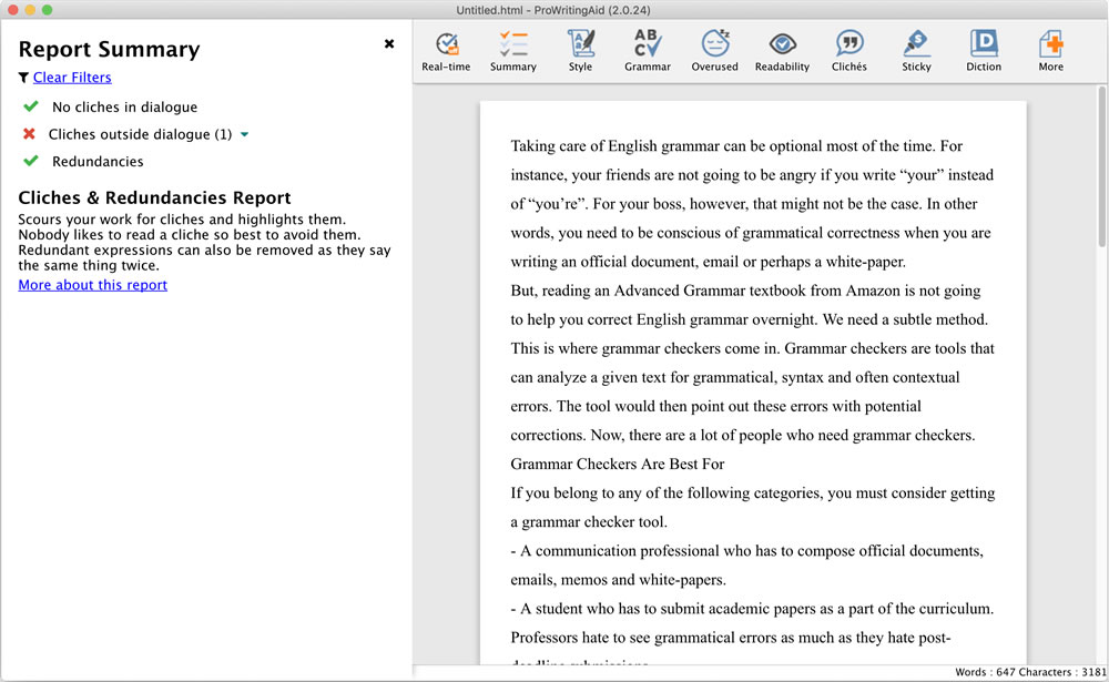 ProWritingAid Cliche