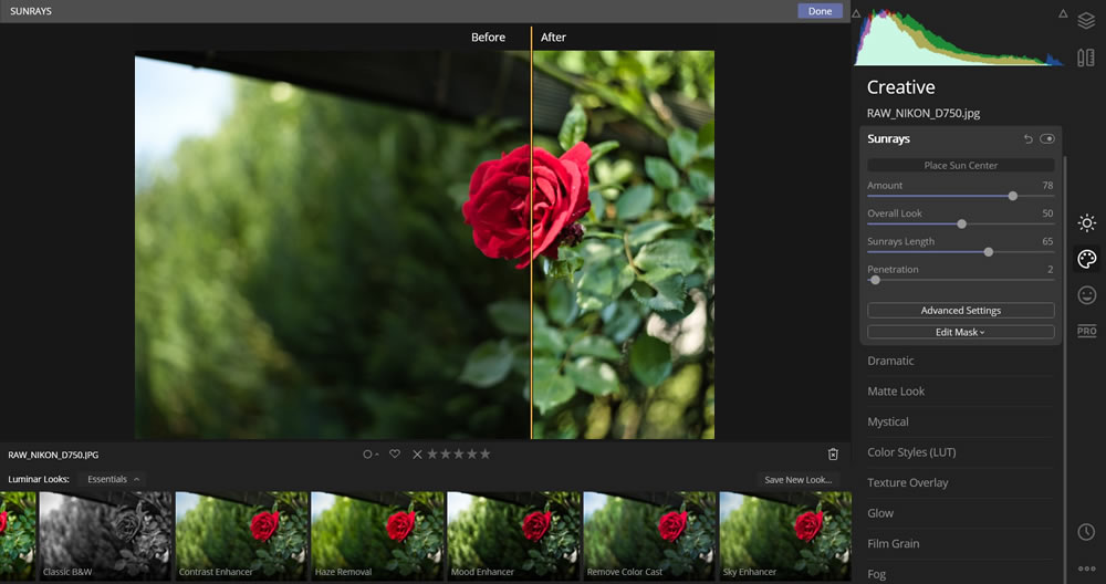 RAW photo beforeafter