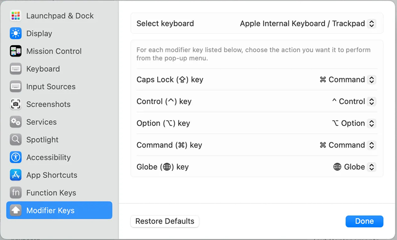 remap modifier keys