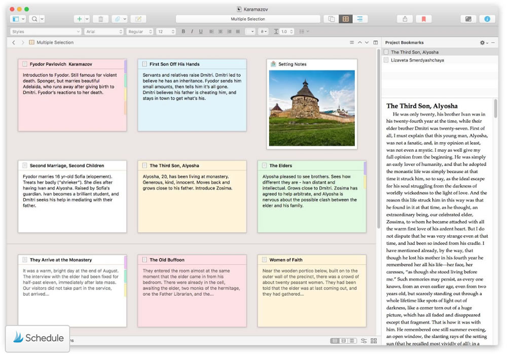 Scrivener Corkboard
