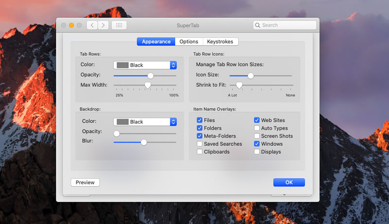 supertab settings