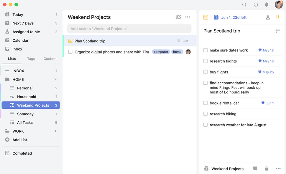 ticktick app interface